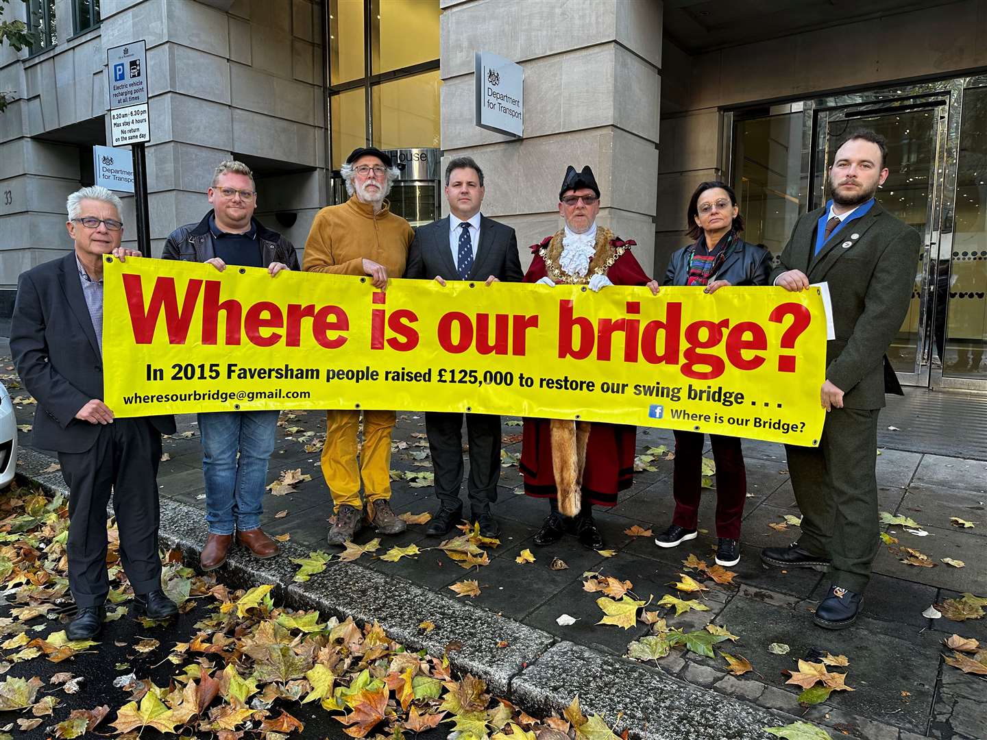 Campaigners from Faversham submit their 1,500-signature petition to the Department for Transport urging it to intervene and force Peel Ports to repair a sluice gate across the creek to allow boats to dock