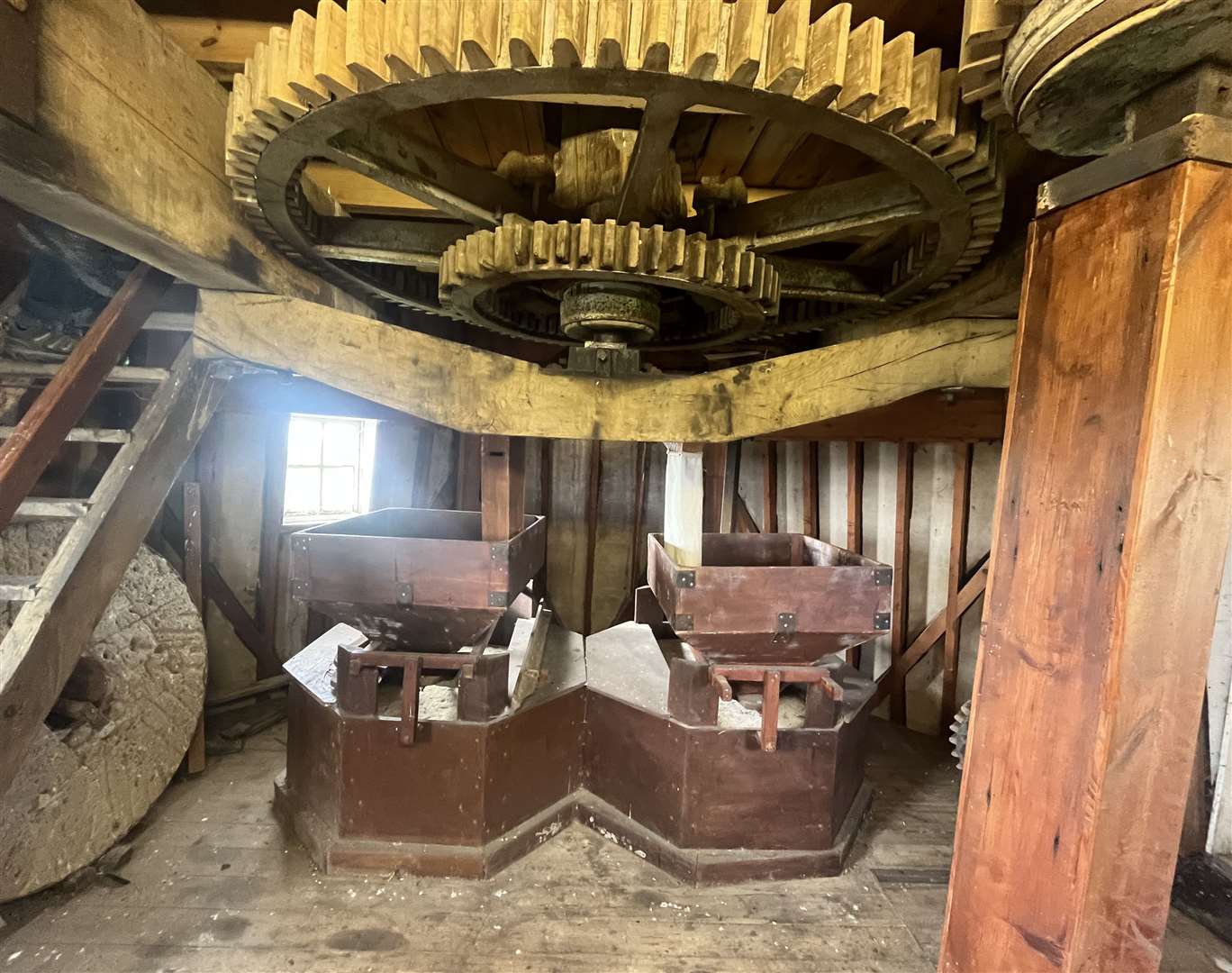 Inside the Grade II*-listed Woodchurch Windmill