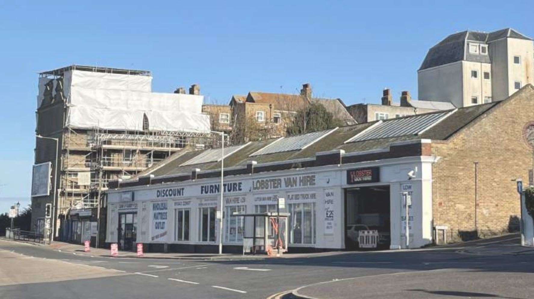 Two businesses - Dreamland Beds and Lobster Van Hire - currently occupy the Margate site