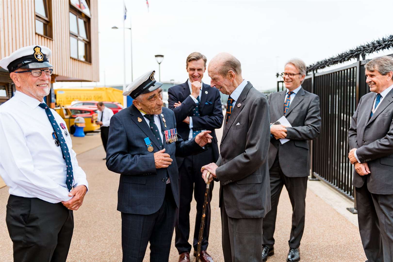 The Duke of Kent with boathouse manager Tony Hawkins MBE at the Dover RNLI's lifeboat station. Picture: Dover Media Group