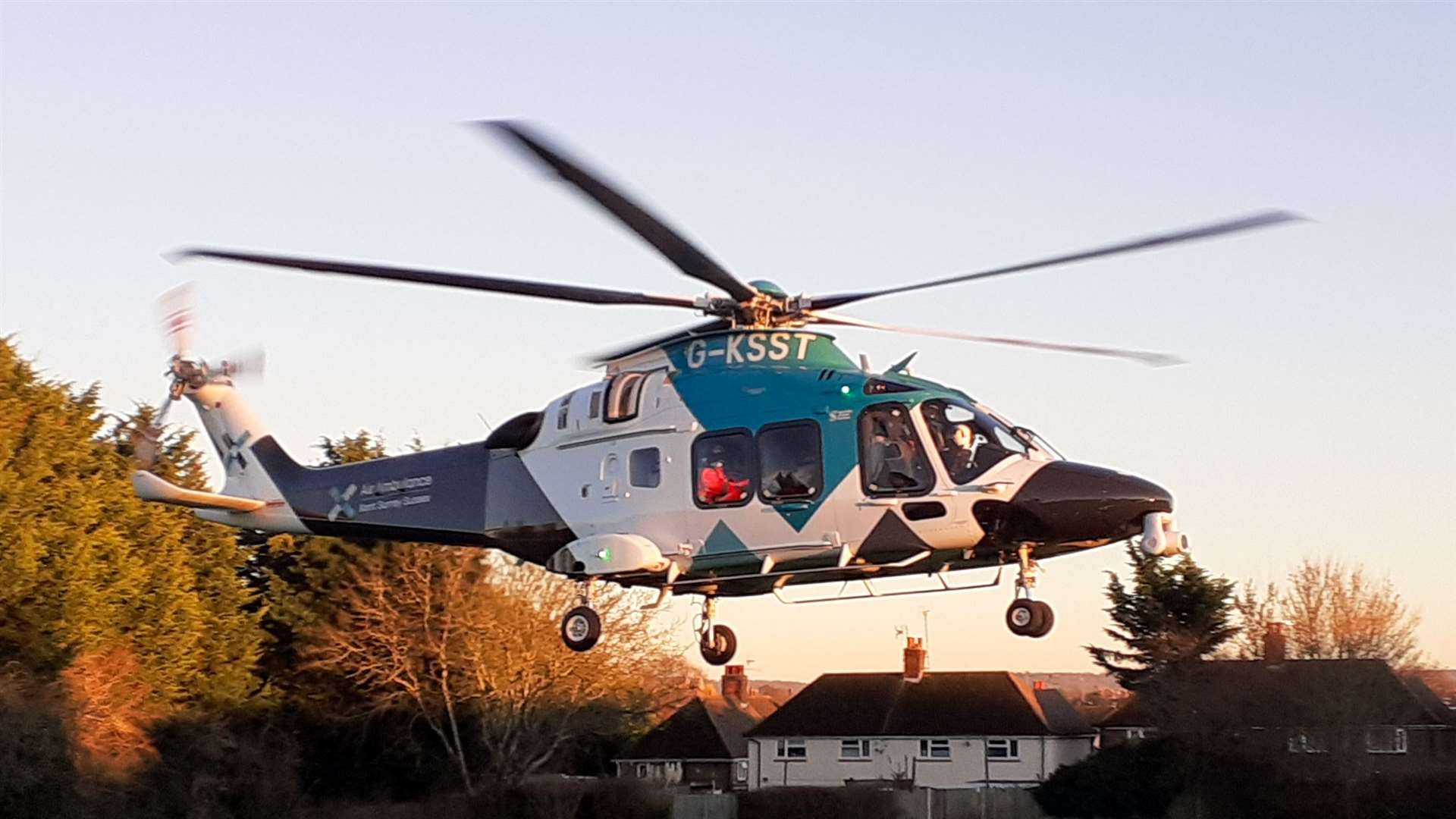 An air ambulance landed in Faversham following a serious incident at a building site in Western Link. Picture: Alfred Cassell