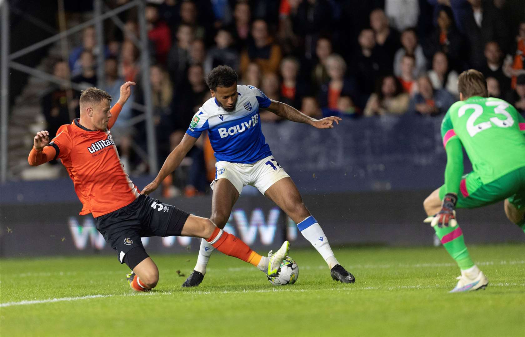 Gillingham were beaten by Luton Town in round two of the Carabao Cup at Kenilworth Road last year Picture: @Julian_KPI