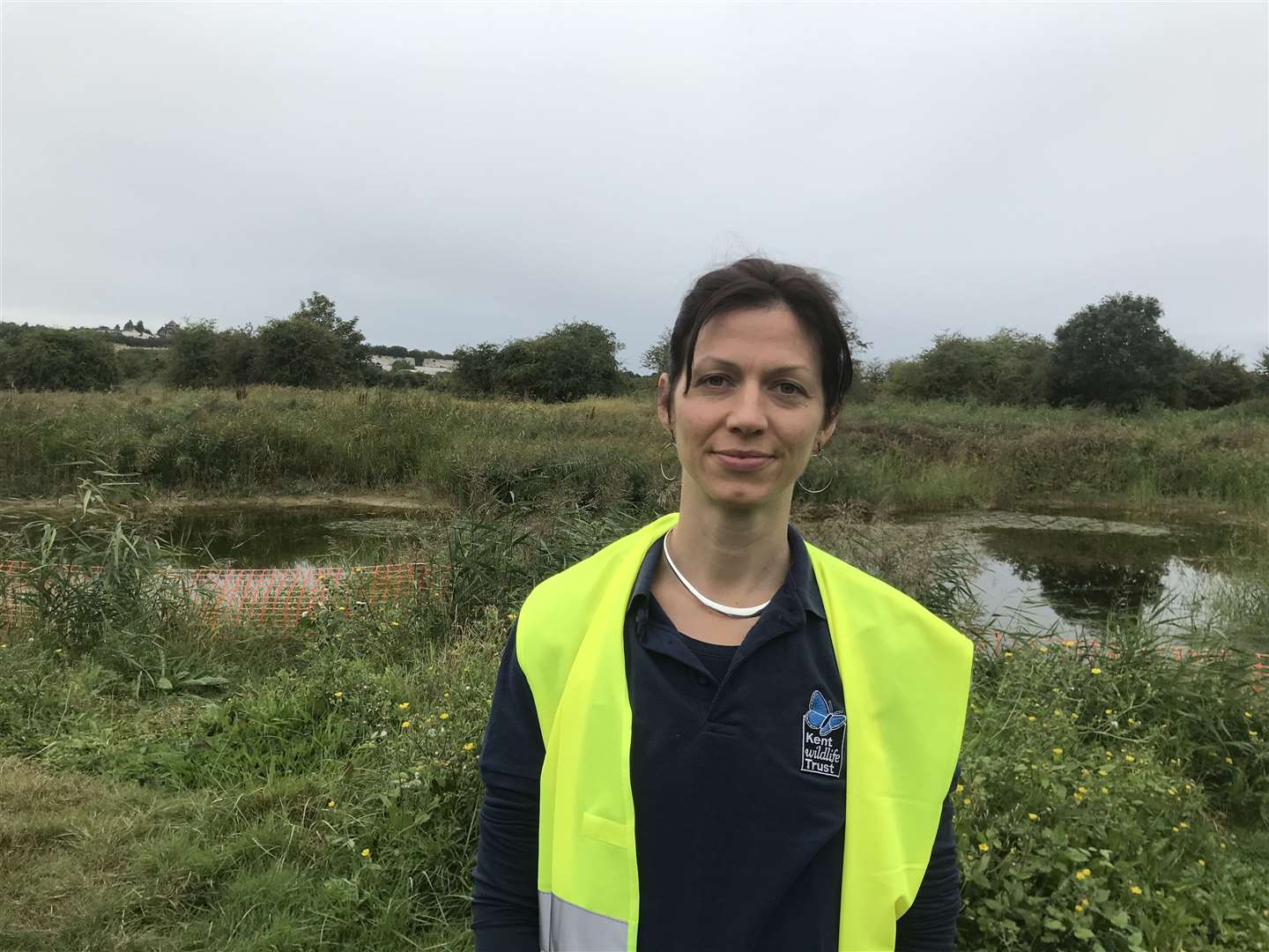 Julia Hunt, head of advocacy for Kent Wildlife Trust, at the Swanscombe theme park protest. Picture: Chris Hunter