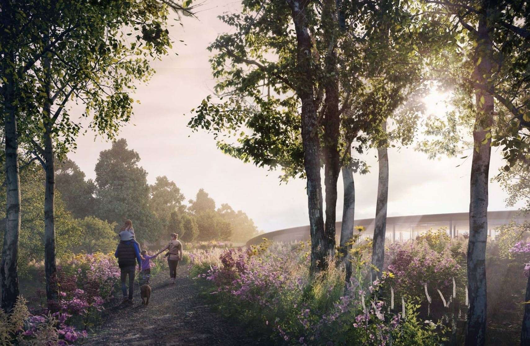 An architect's impression of the winery's surroundings in Cuxton. Picture: Vineyard Farms Ltd/ Foster + Partners