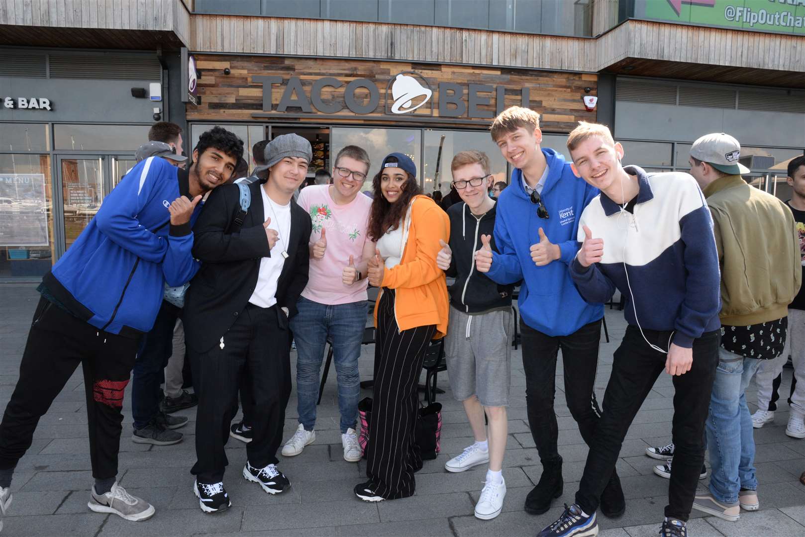 Just some of the customers keen to sample Taco Bell after the opening at The Quays, Dock Head Road, St Mary's Island, Chatham on Wednesday. Picture: Chris Davey..... (10357993)