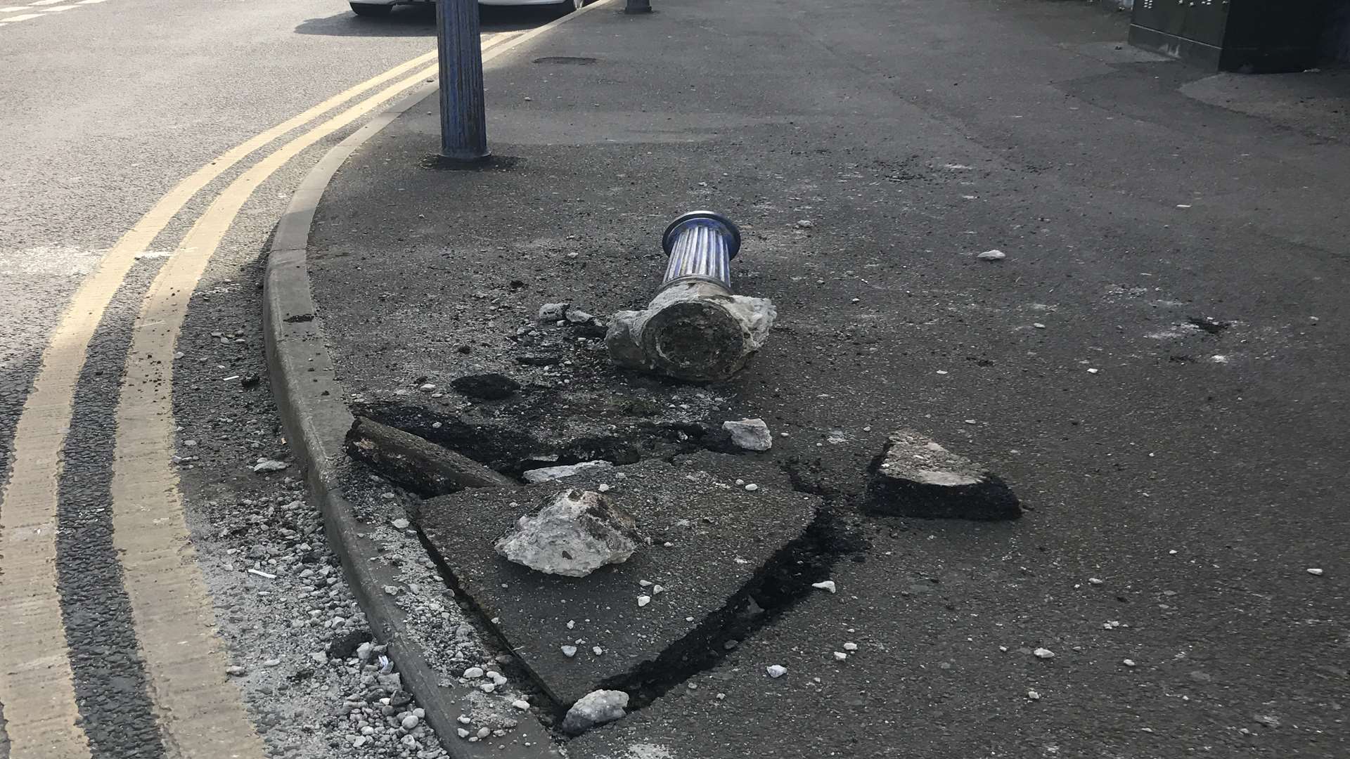 The car hit a bollard in Strode Crescent