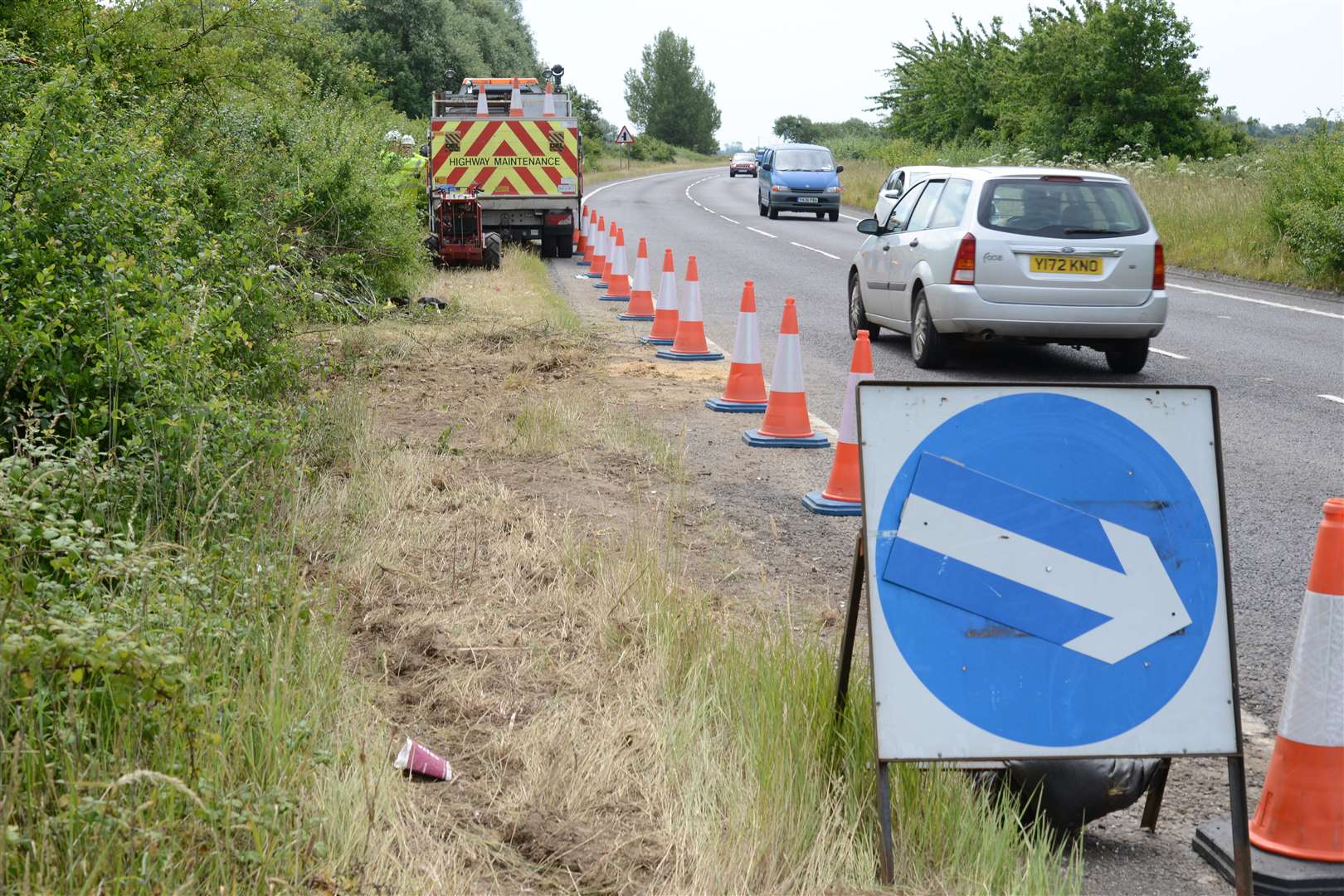 The scene after the A2070 crash near Hamstreet.