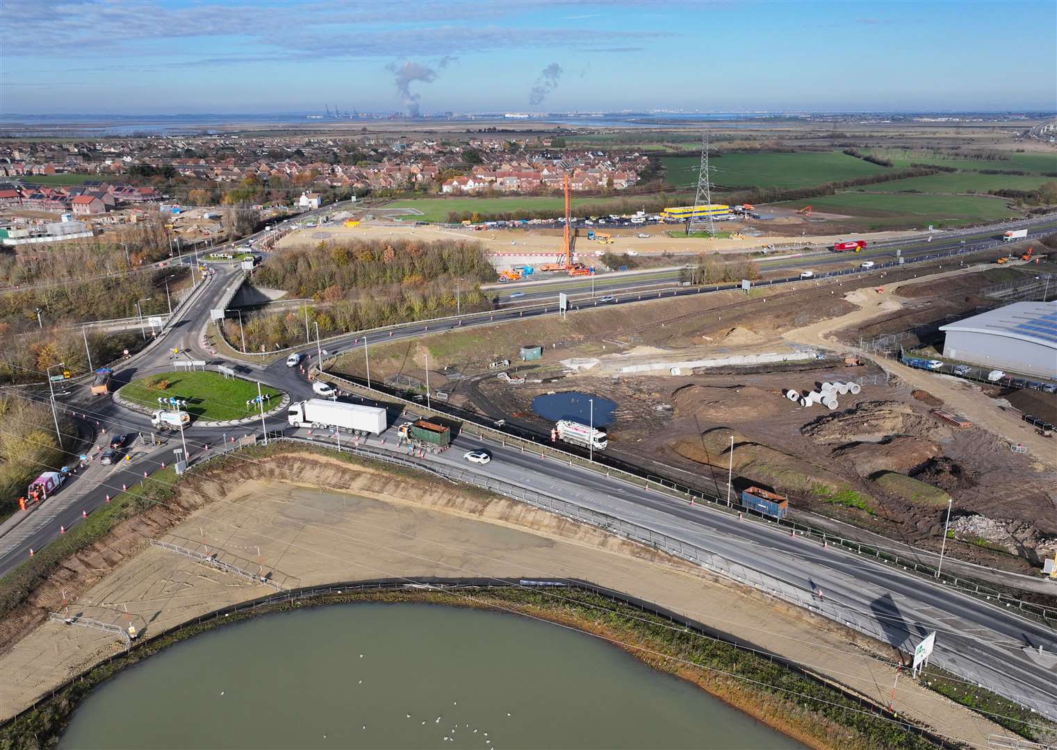 Work underway on the Grovehurst junction near Sittingbourne in November 2023. Picture: Phil Drew