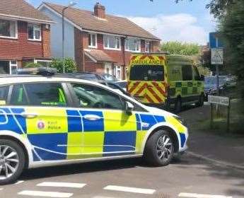 Police and ambulances at the scene at the junction of Willington Street