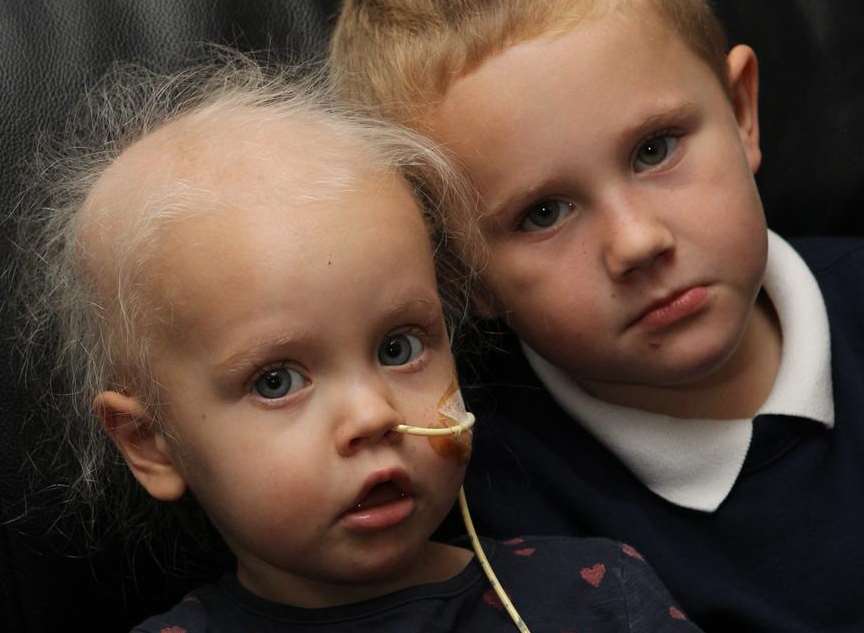 Ruby Young, two, with her brother Freddy, four.