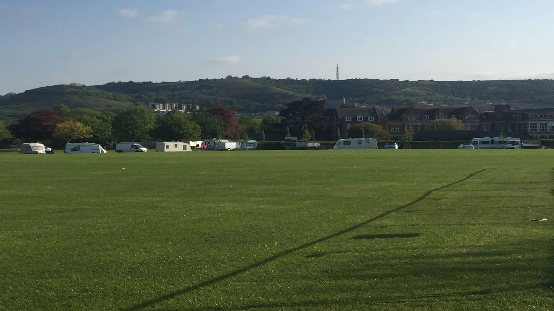 More than nine caravans have set up at Radnor Park