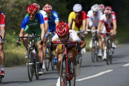 Paralympic cycling road races at Brands Hatch circuit, out on the road loop at Scratchers Lane, Brands Hatch.