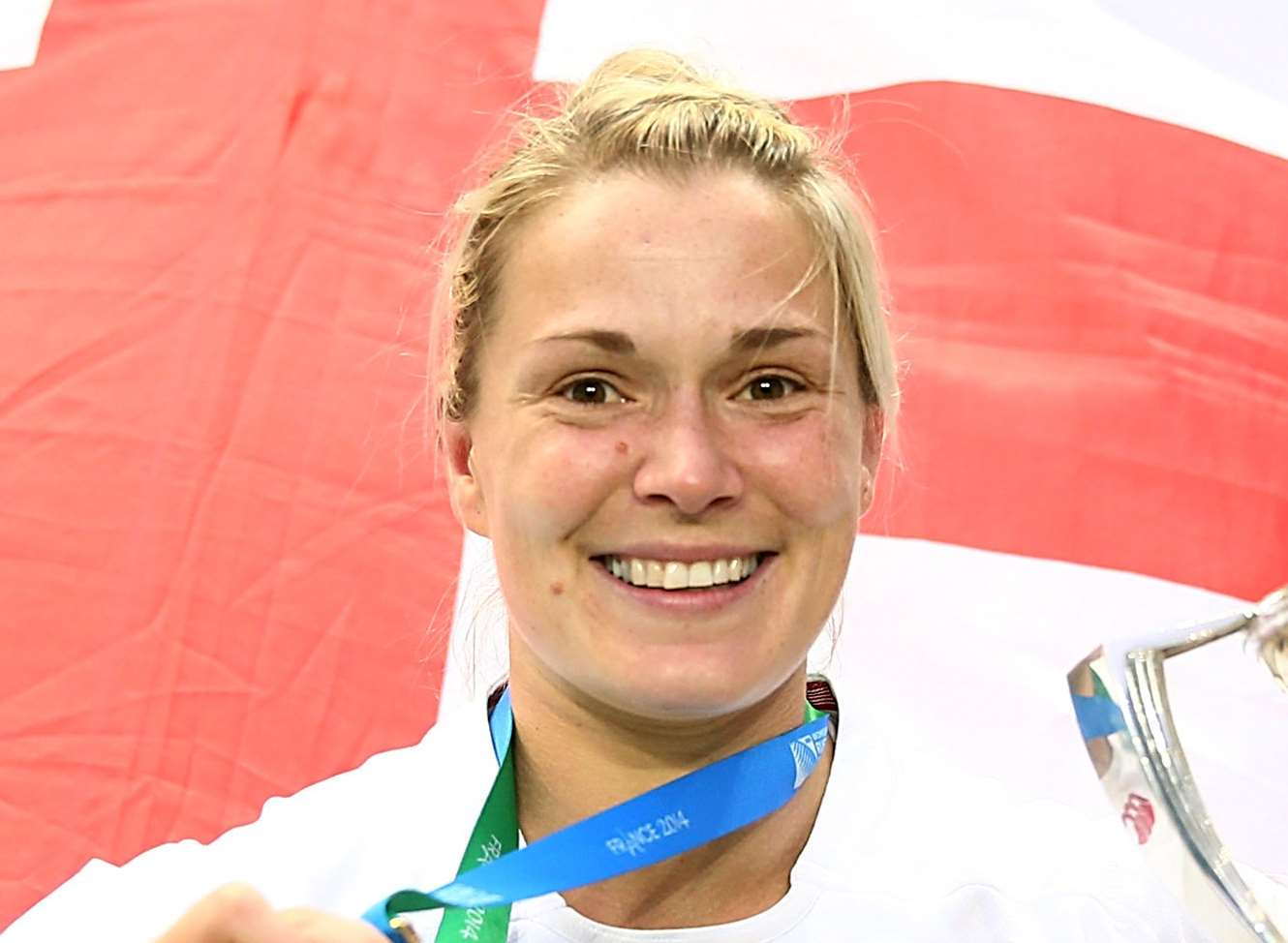 Rachael Burford with the World Cup after England's win over Canada Picture: Jordan Mansfield/Getty Images