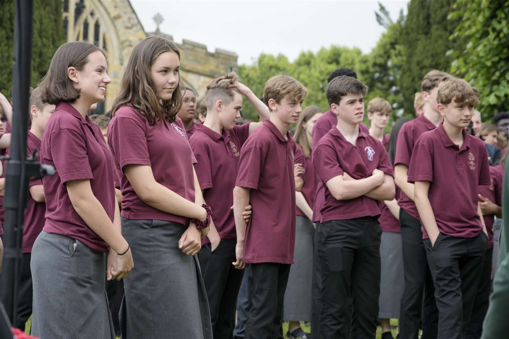 Pupils from the school listen to the speeches. Picture: Andy Payton. (2515424)