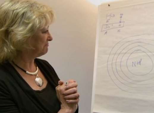 Staring at a flipchart, Ann Barnes struggles to explain the "onion" theory in the Channel 4 documentary