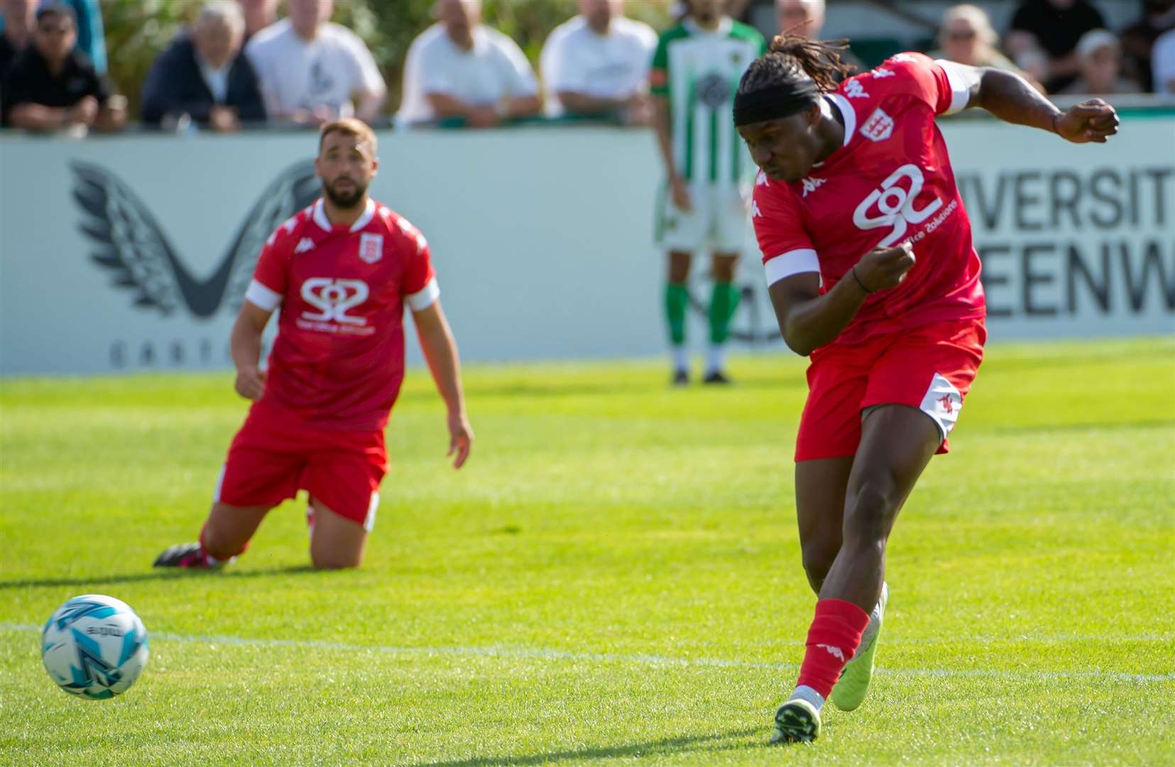 Jefferson Aibangbee makes it 3-0 having been set up by player-boss Sammy Moore. Picture: Ian Scammell