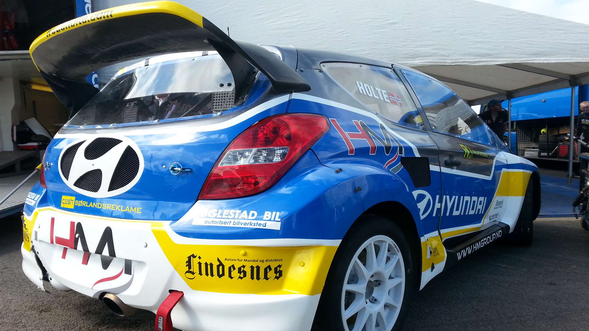 Frode Holte's Hyundai i20 looking nice in the paddock