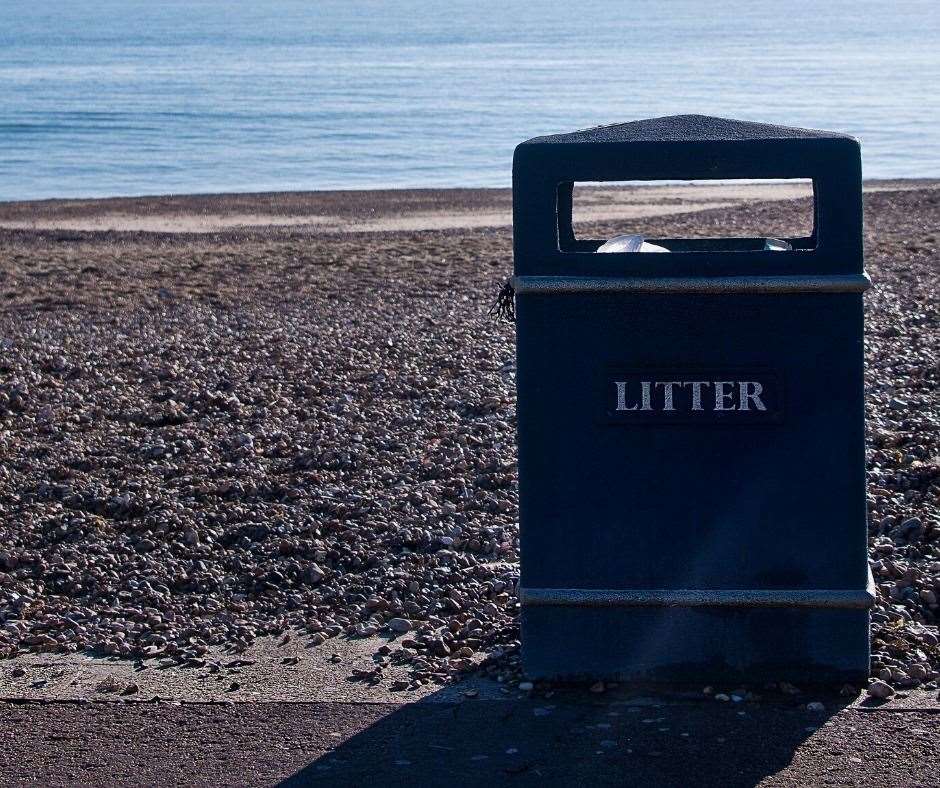 Flames were seen coming out of a bin on Sunday in Dymchurch after someone threw a still lit barbecue away. Picture: FHDC