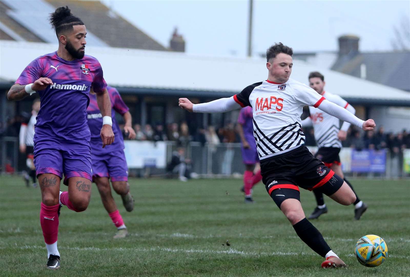 Second-half Deal scorer Rory Smith goes for goal. Picture: Paul Willmott