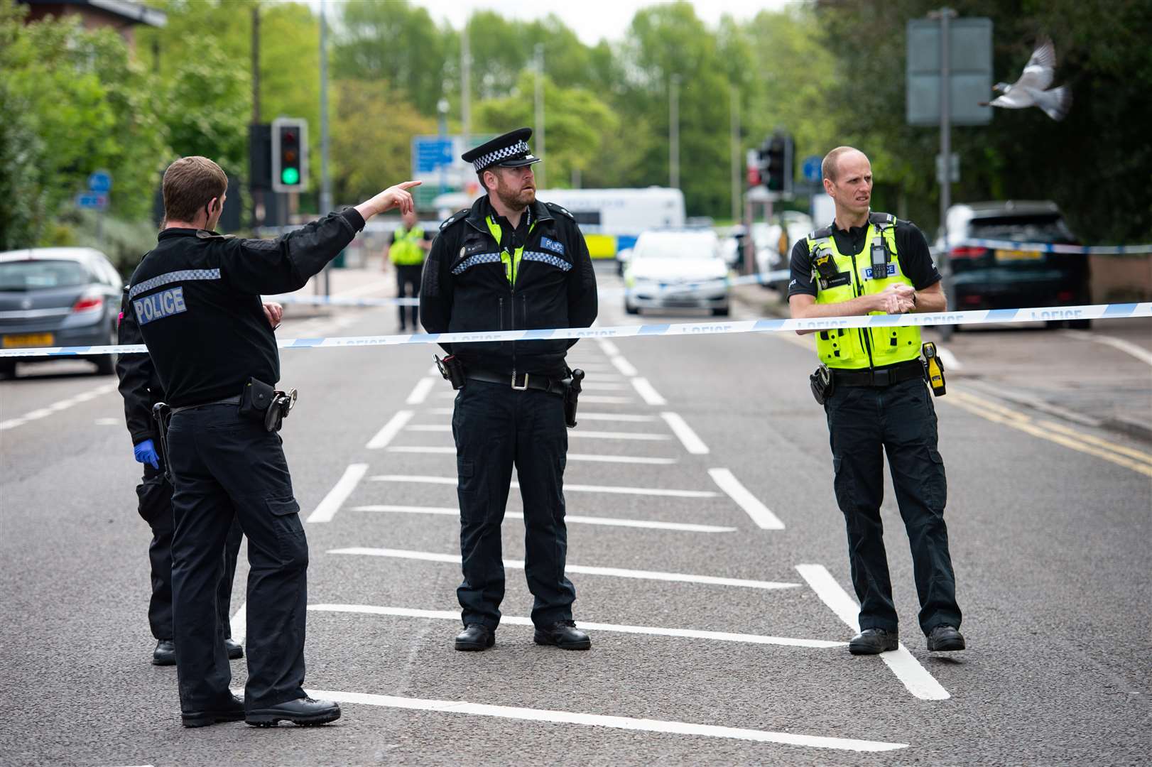 Police man a cordon near a property in Birmingham Road, West Bromwich (Jacob King/PA)