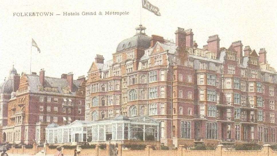 Old postcard of The Grand, and Metropole, on The Leas in Folkestone. Picture: Martin Easdown, Fashionable Folkestone