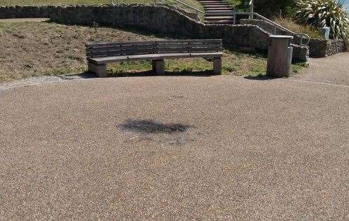 The damage caused by the pavement fire in August 2020 at the coastal park. Picture: FHDC