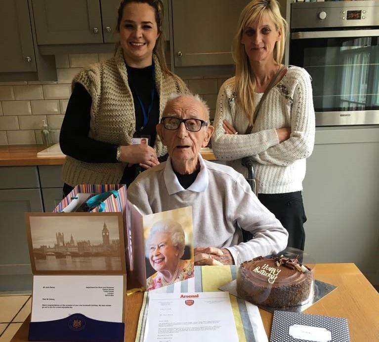 Jack Stacey with Bluebird Care care supervisors Tanya Rhodes and Hannah Finch