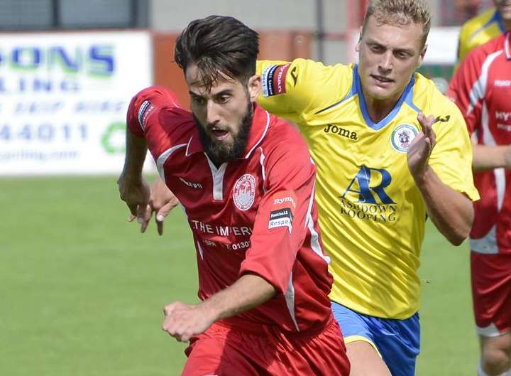 Sam Conlon on the attack against Burgess Hill Town Picture: Paul Amos