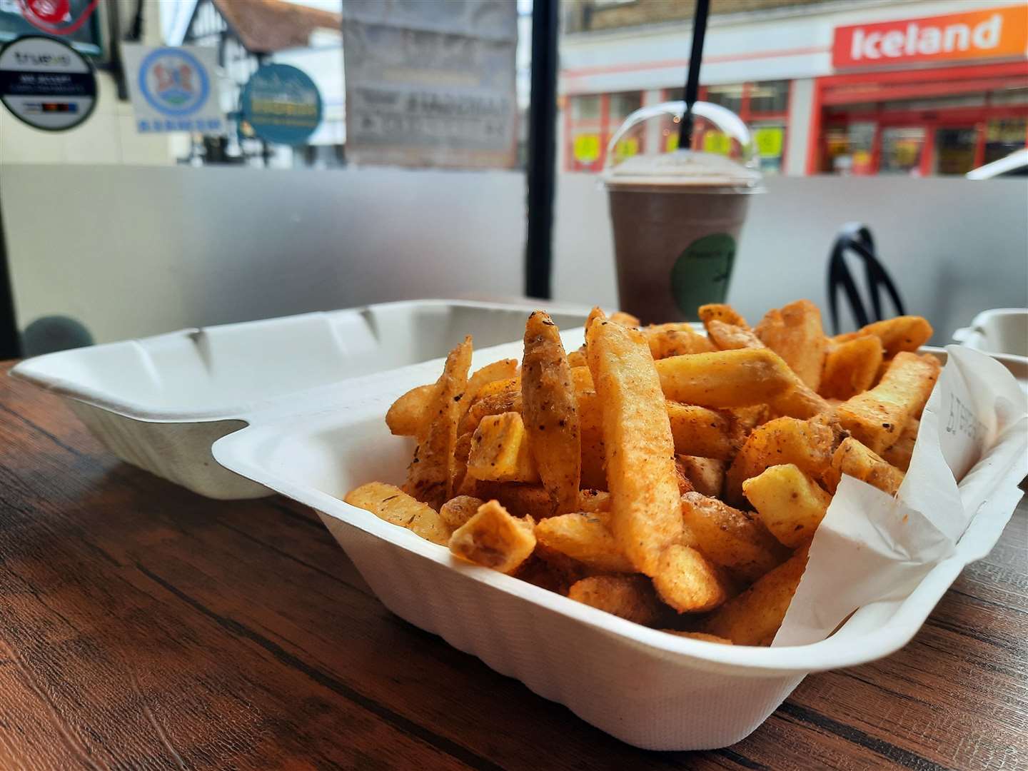 The Cajun chips and milkshake during our visit to Broadstairs restaurant Please Sir!