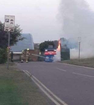 Fire crews were called to extinguish a bin fire in the car park of Tides Leisure Centre, Park Avenue, Deal. Picture Linda Hammond