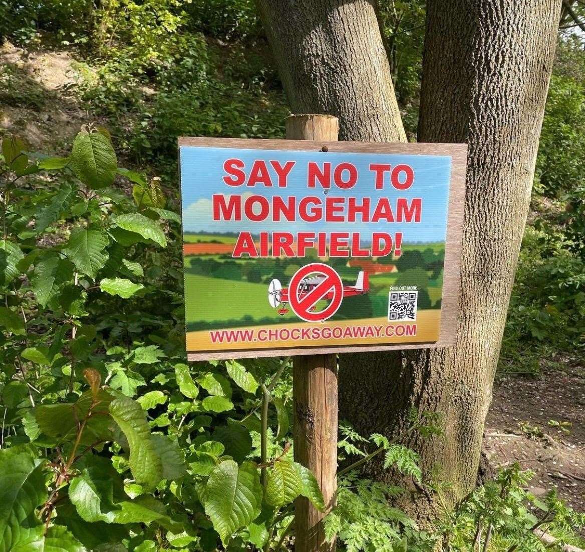 Campaigners have placed banners around the villages Picture: Chocks Go Away