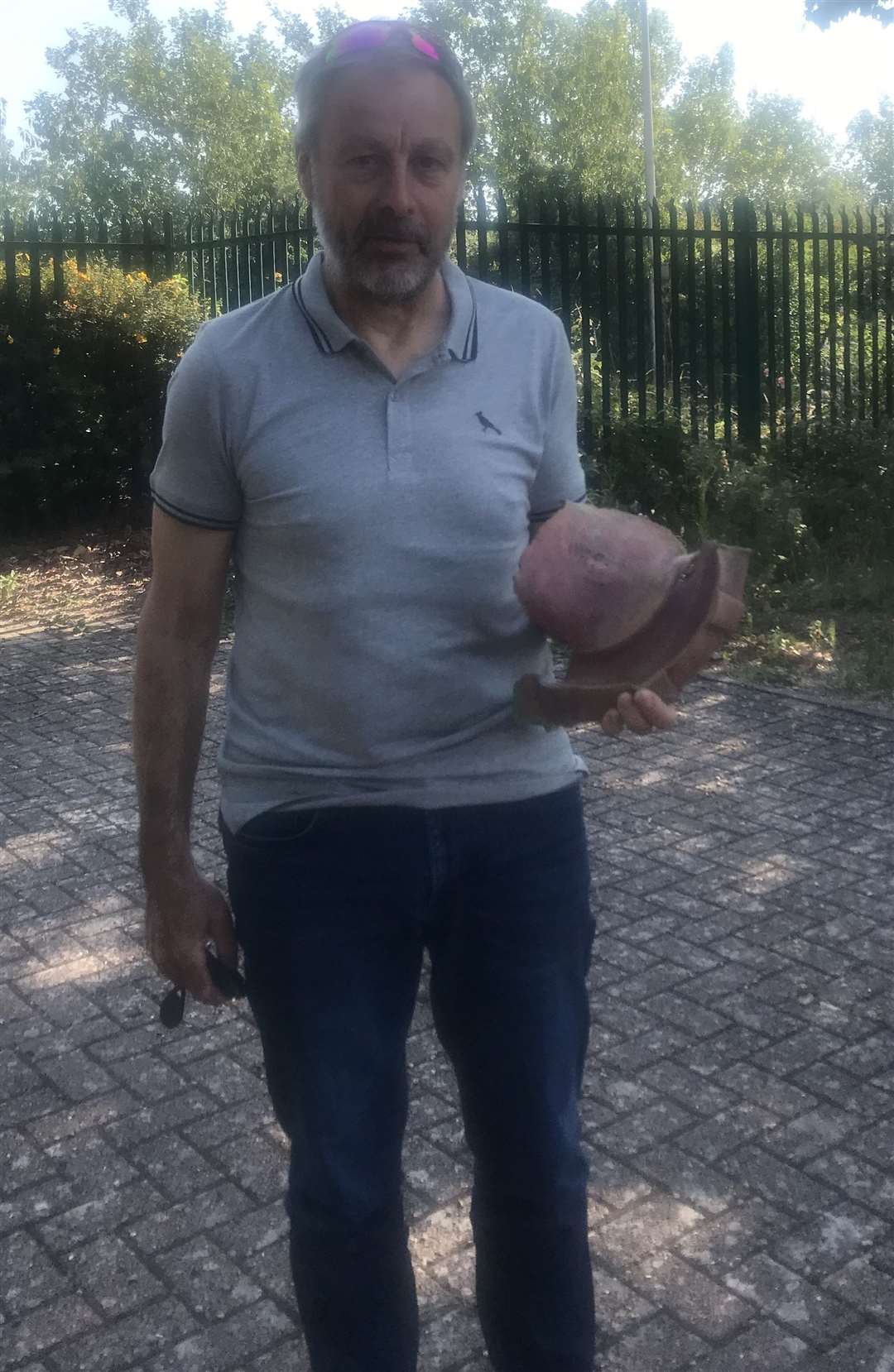 Arthur Wigley with shell he unearthed