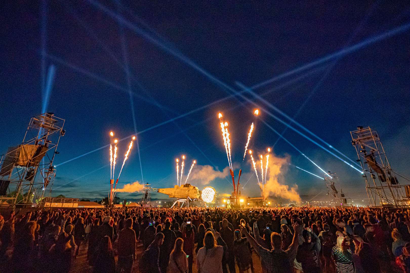 Fatboy Slim performs inside Arcadia’s new Dragonfly stage at Glastonbury Festival (Ben Birchall/PA)