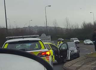 The police at the Castle Hill Interchange.