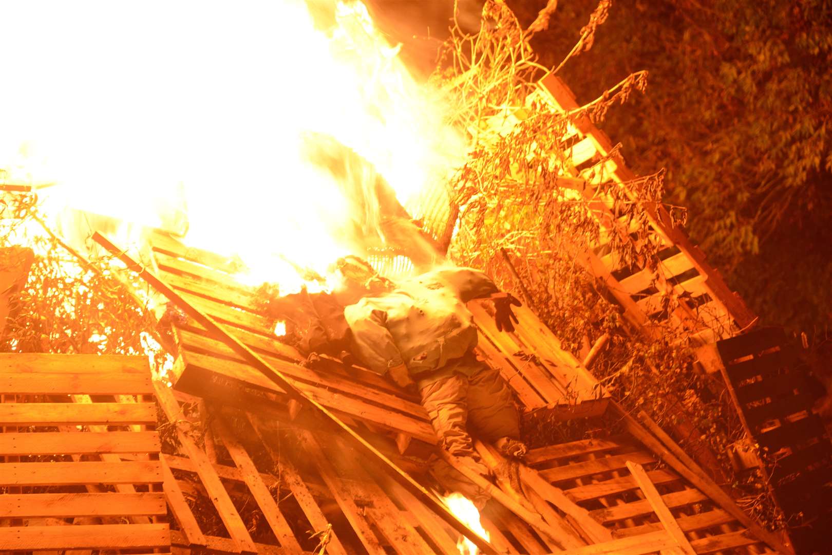 Mr Collins joined Donald Trump as the guys on top of the fire in Stanford. Picture: Gary Browne