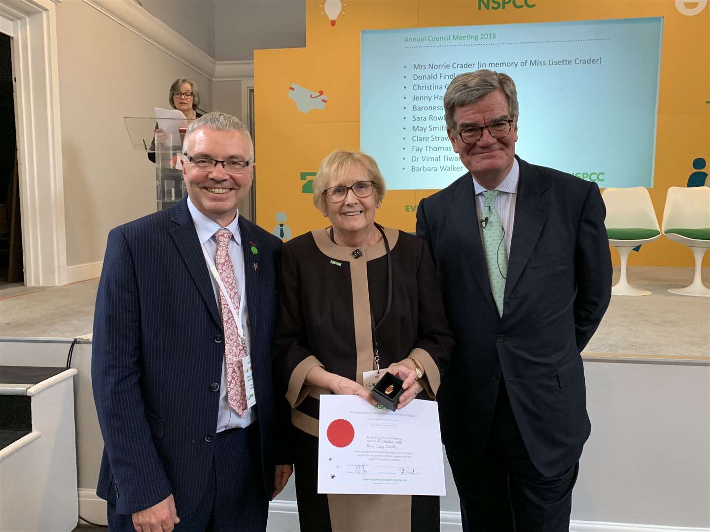 NSPCC chief executive Peter Wanless, May Glassford Smith and NSPCC chairman Mark Wood. (11914790)