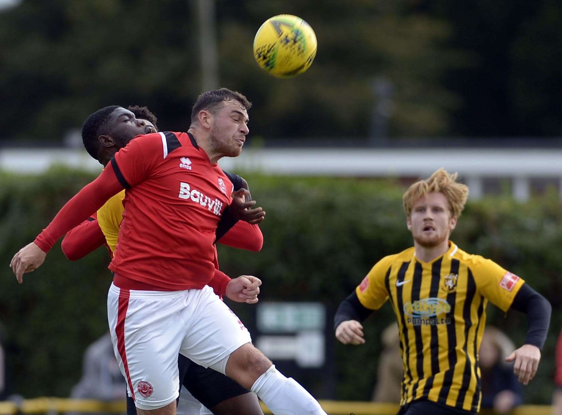 Chatham (red) on their way to victory at Folkestone on Saturday. Picture: Barry Goodwin (42535967)