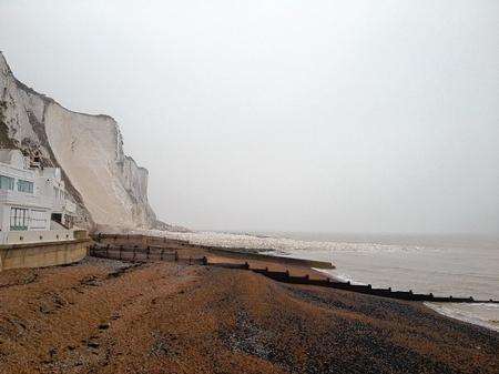 The cliff fall at St Margaret's Bay.