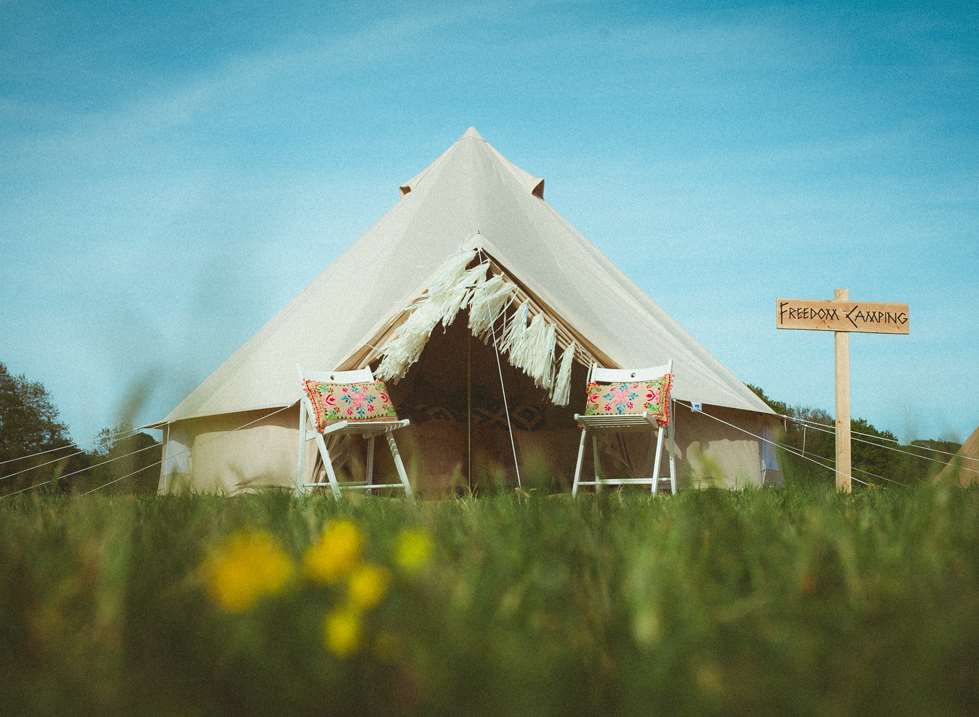 A range of different tents will be placed in a farm near Tunbridge Wells