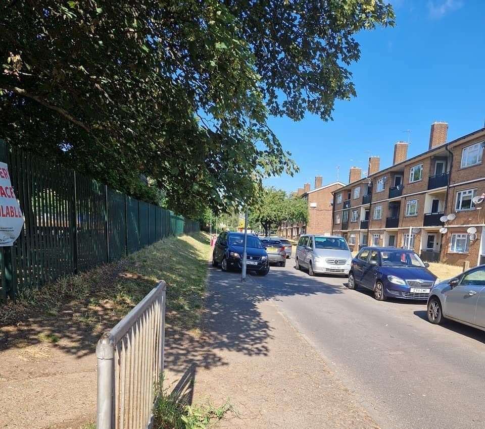 Drivers frequently mount the kerb outside the school gates. Photo: Darren Povey