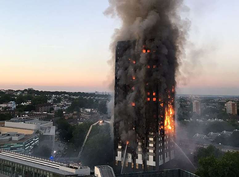 Fire ripped through the Grenfell Tower in London. Picture: @Natalie_Oxford