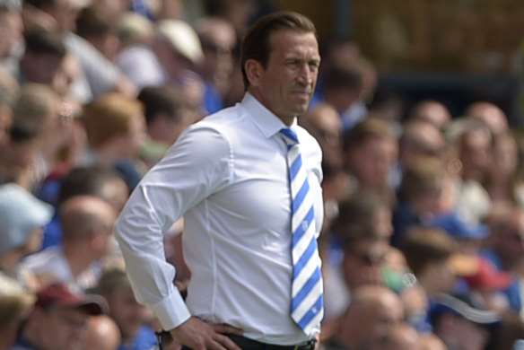 Justin Edinburgh watches on from the sidelines on Sunday Picture: Barry Goodwin