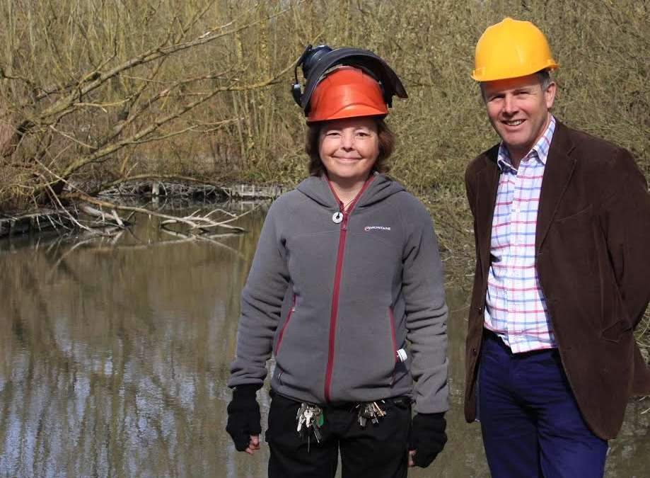 Gazen Salts Nature Reserve Warden Karen Potter with DDC cabinet member Cllr Nicholas Kenton at the reserve.