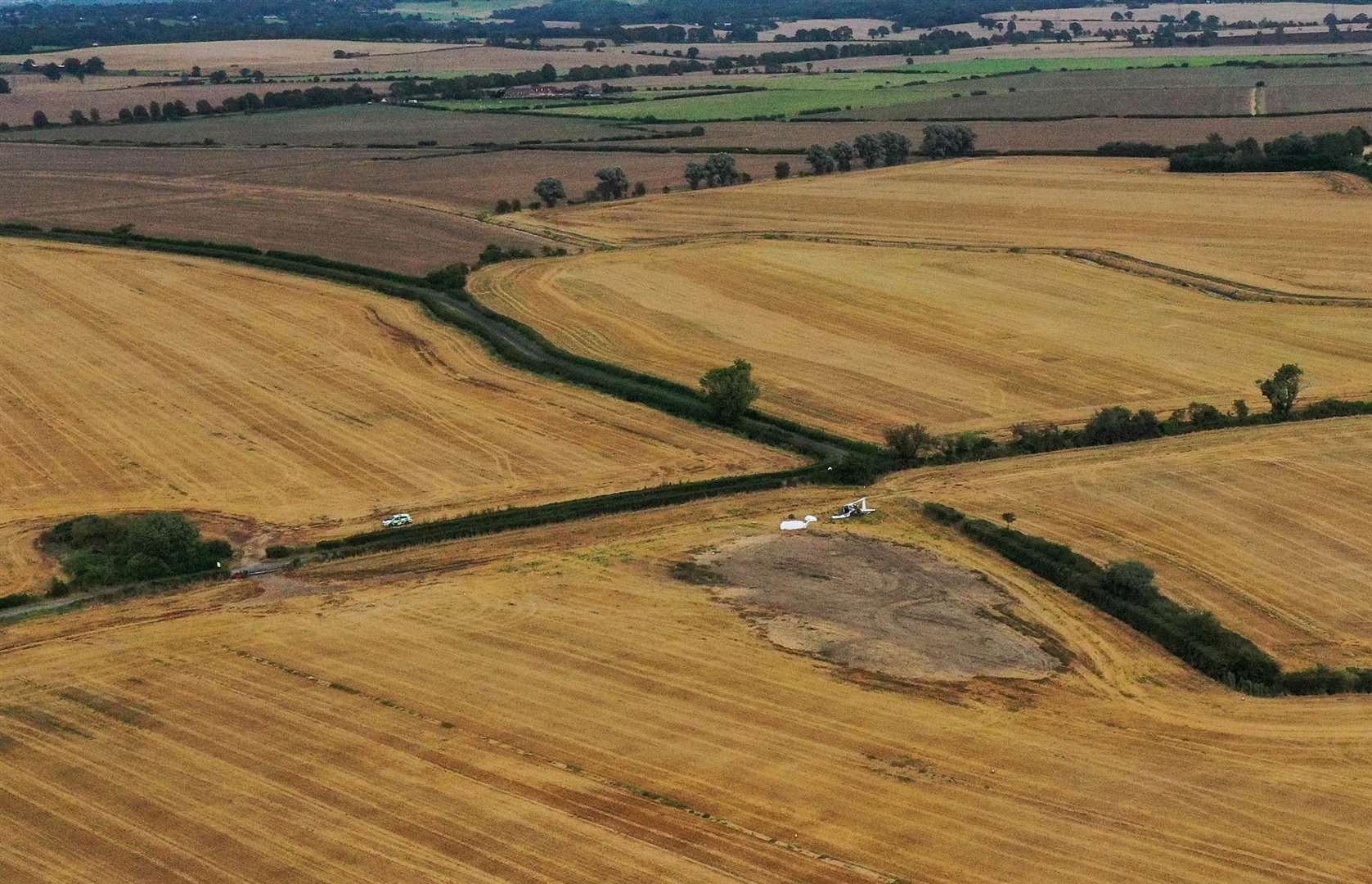 The plane crashed just off Tar Pot Lane on the Romney Marsh. Picture: UKNIP