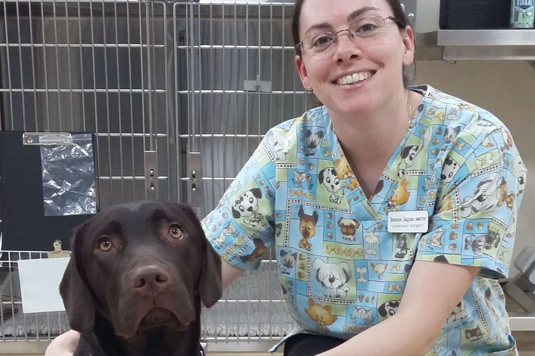 Monty with vet Bonnie Jaques. Credit: Stacey Van Gent