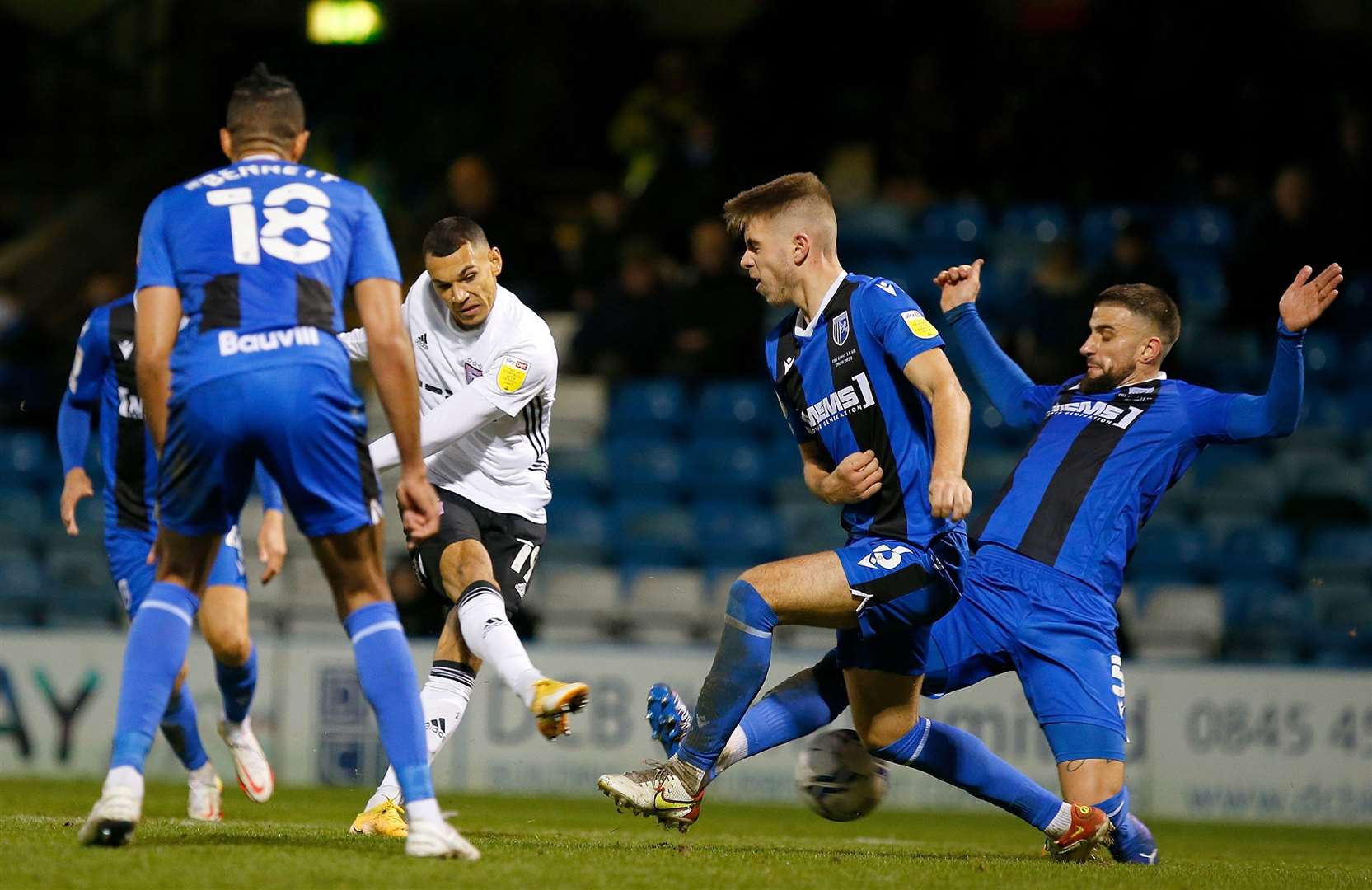 Ipswich's Kayden Jackson asks questions of the home side. Picture: Andy Jones