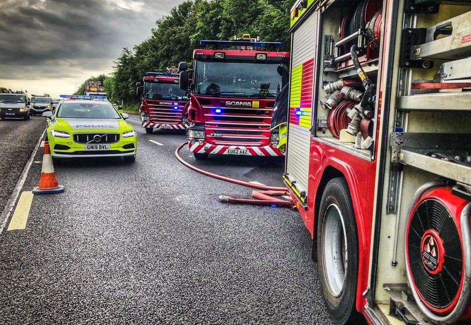 Police and fire crews at the scene. Picture: Kent Police RPU (11707290)