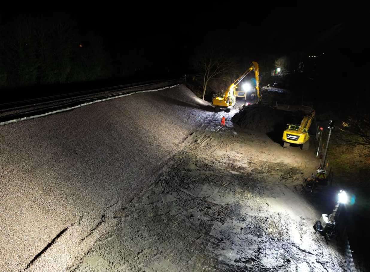 Work to rebuild the embankment in Newington has been completed. Photo: Network Rail