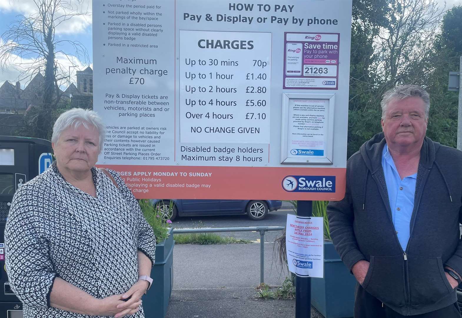 Kemsley residents Kay and Julian Batey in the Cockleshell Walk car park. Picture: Joe Crossley