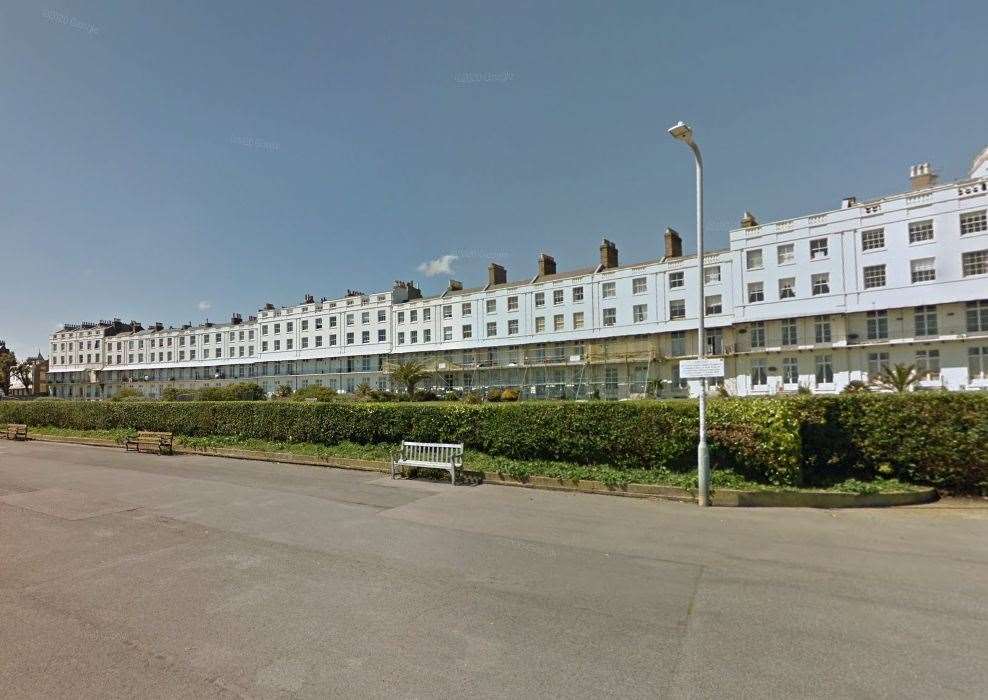 Armed police were called to a disturbance in Royal Crescent near Ramsgate Harbour after a man allegedly threatened a woman with a weapon. Picture: Google